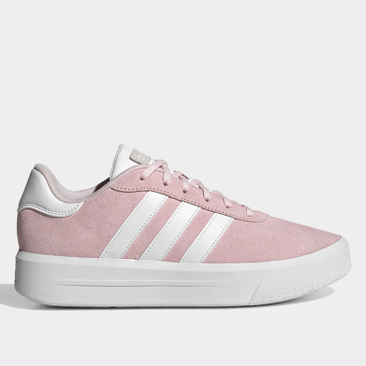 Tênis Adidas Court Platform Suede Feminino - Rosa+Branco Menor preço em Tênis Adidas Court Platform Suede Feminino - Rosa+Branco