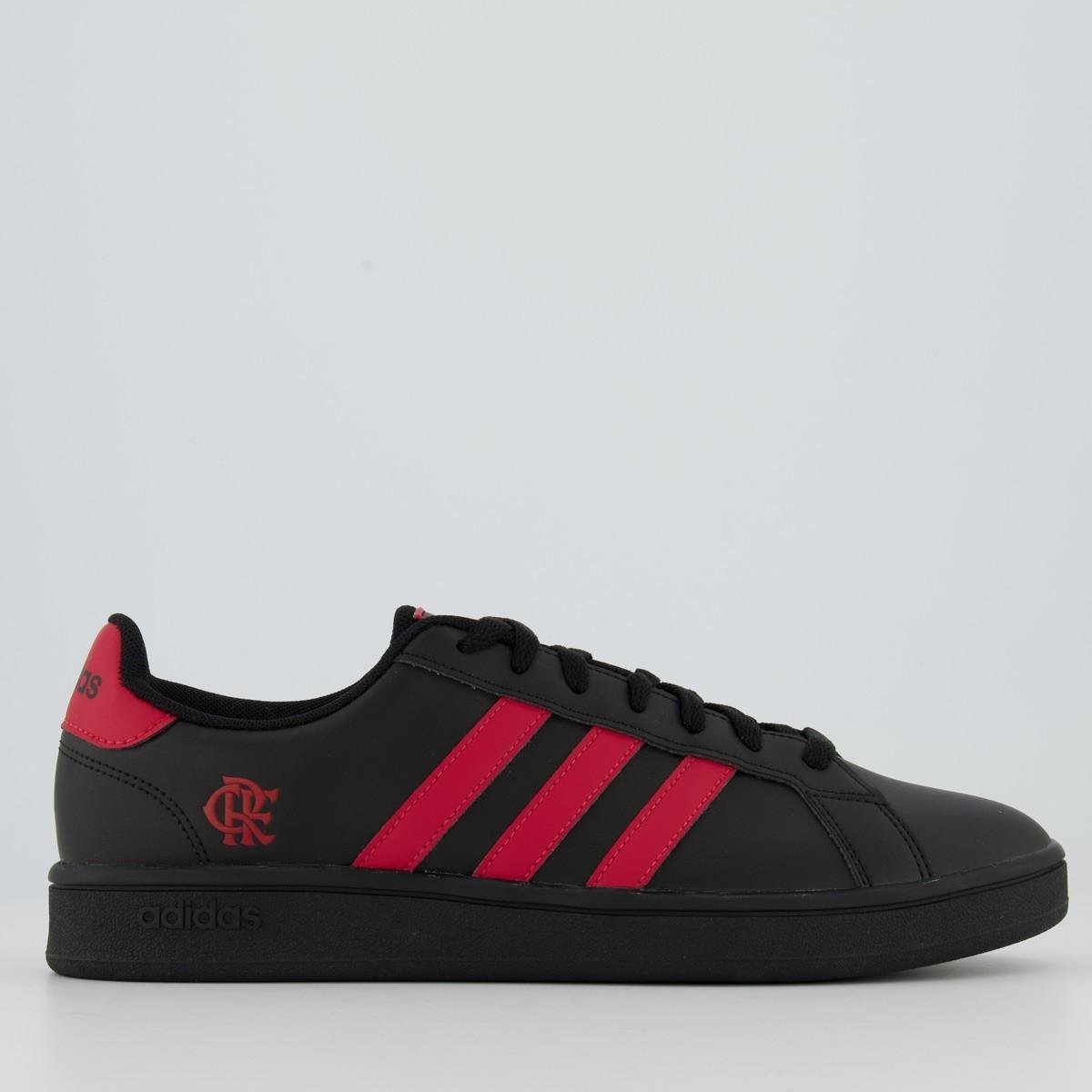 Tênis Adidas Grand Court Flamengo Masculino - Preto+Vermelho Menor preço em Tênis Adidas Grand Court Flamengo Masculino - Preto+Vermelho
