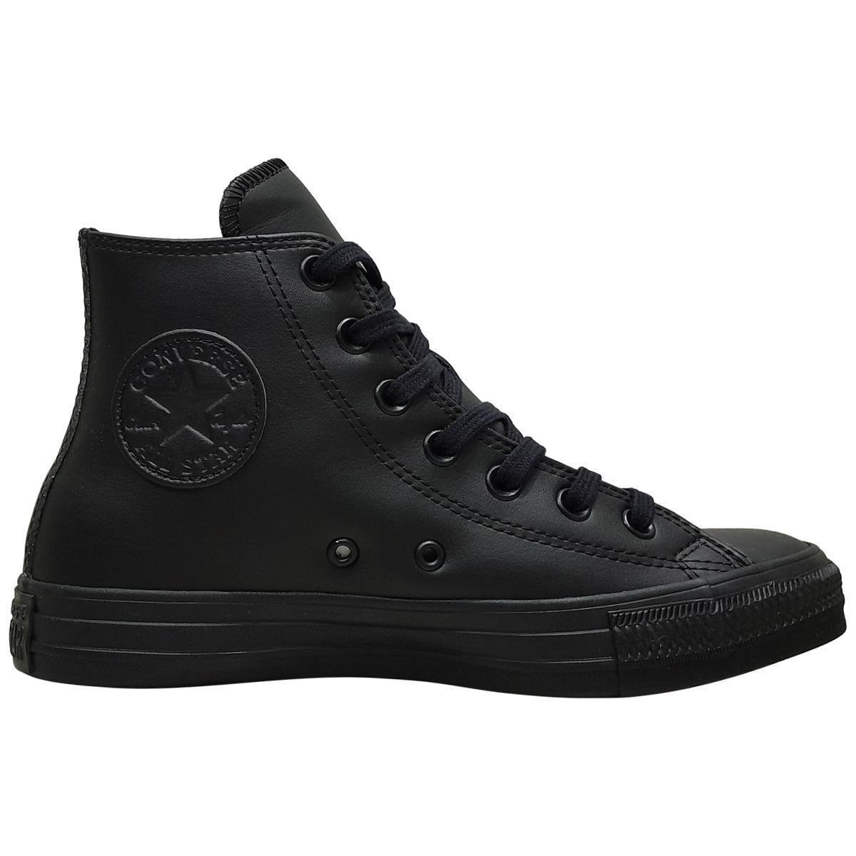 Tênis All Star Converse Cano Alto Preto Couro Sintético