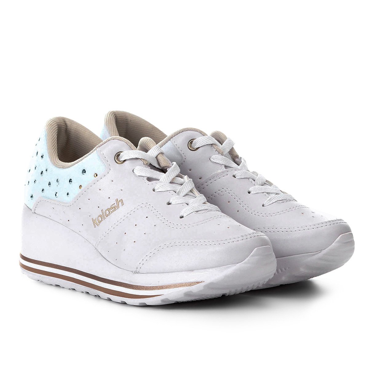 Tênis Anabela Kolosh Strass Feminino - Branco Menor preço em Tênis Anabela Kolosh Strass Feminino - Branco