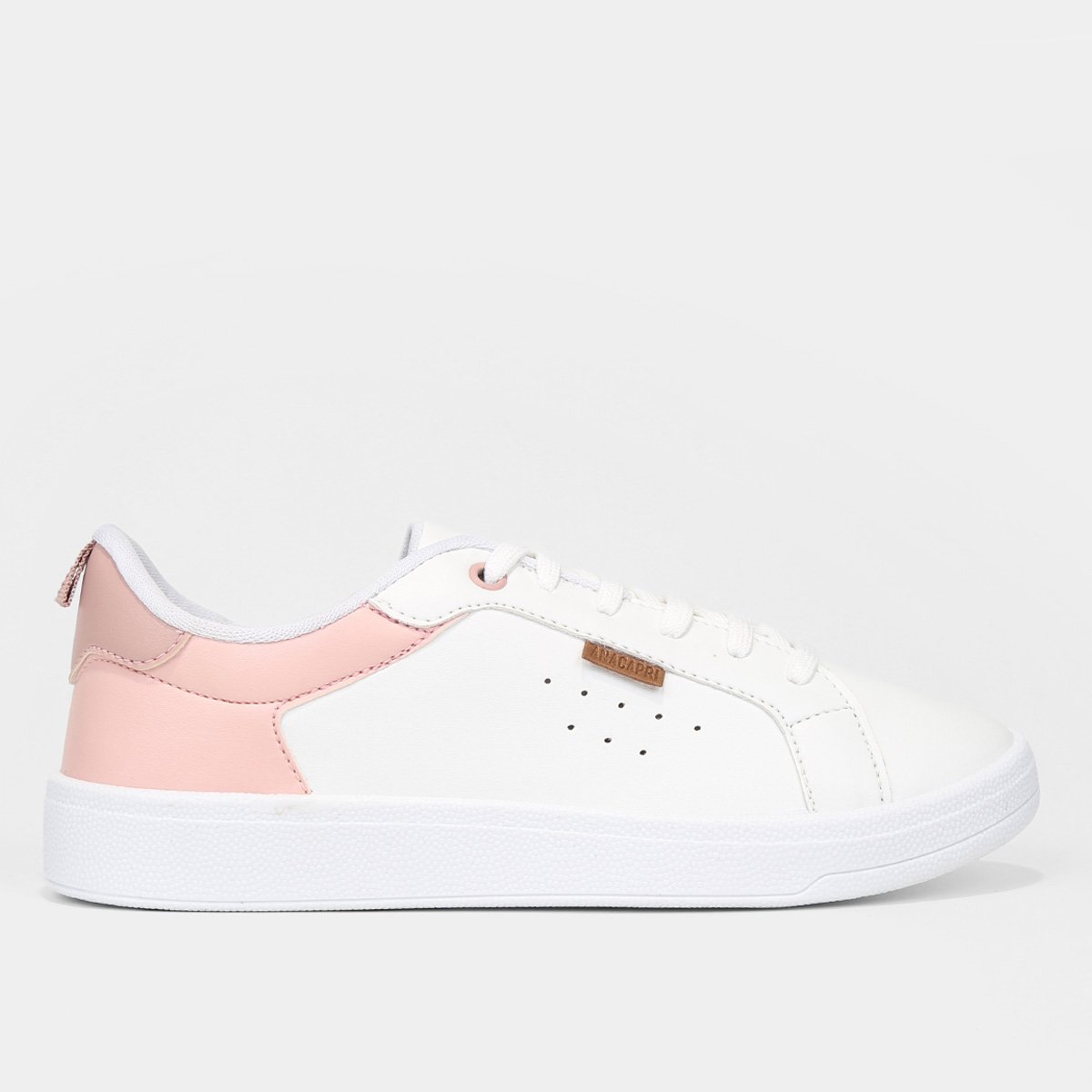 Tênis Anacapri Básico Color Feminino - Branco+Rosa Menor preço em Tênis Anacapri Básico Color Feminino - Branco+Rosa