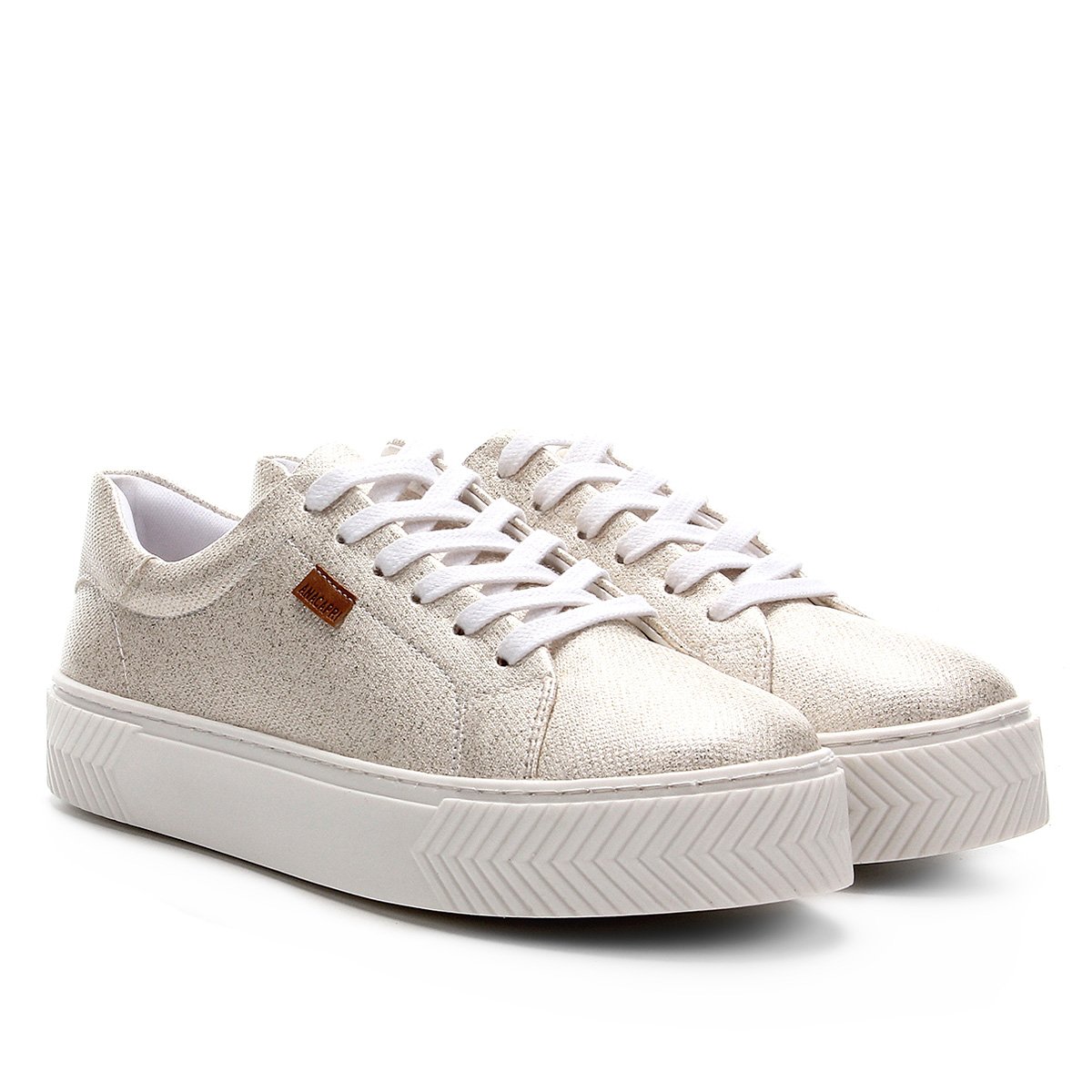 Tênis Anacapri Caixa Alta Metalizado Feminino - Branco Menor preço em Tênis Anacapri Caixa Alta Metalizado Feminino - Branco