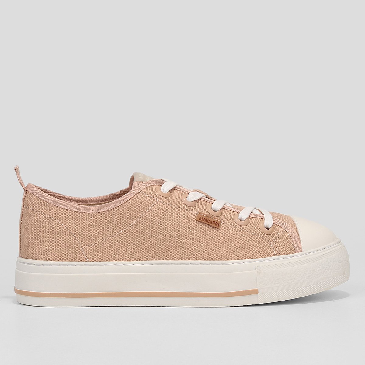 Tênis Anacapri Flatform Amarração Feminino - Nude Menor preço em Tênis Anacapri Flatform Amarração Feminino - Nude