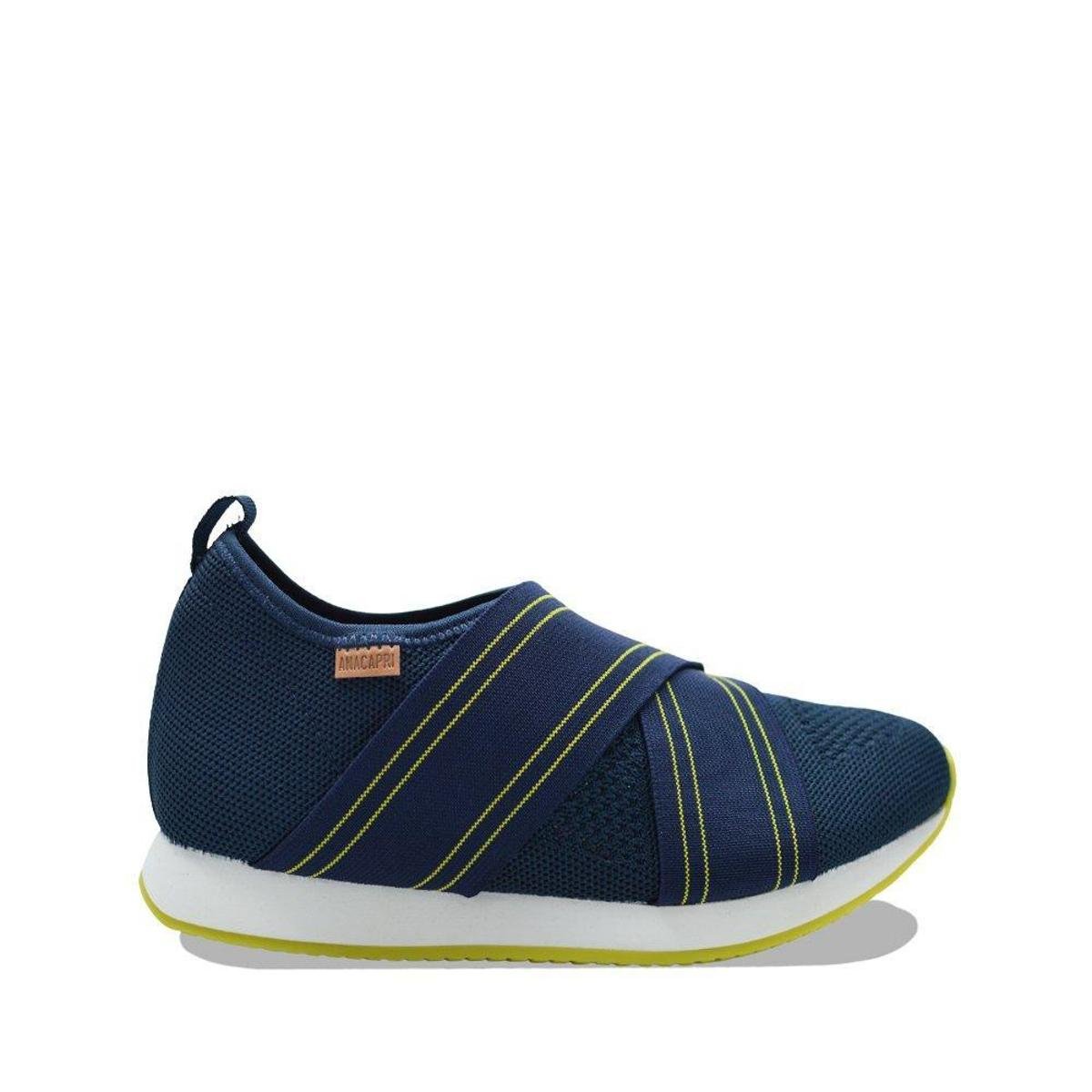 Tenis Anacapri slip on em malha knit e elástico - Azul Menor preço em Tenis Anacapri slip on em malha knit e elástico - Azul