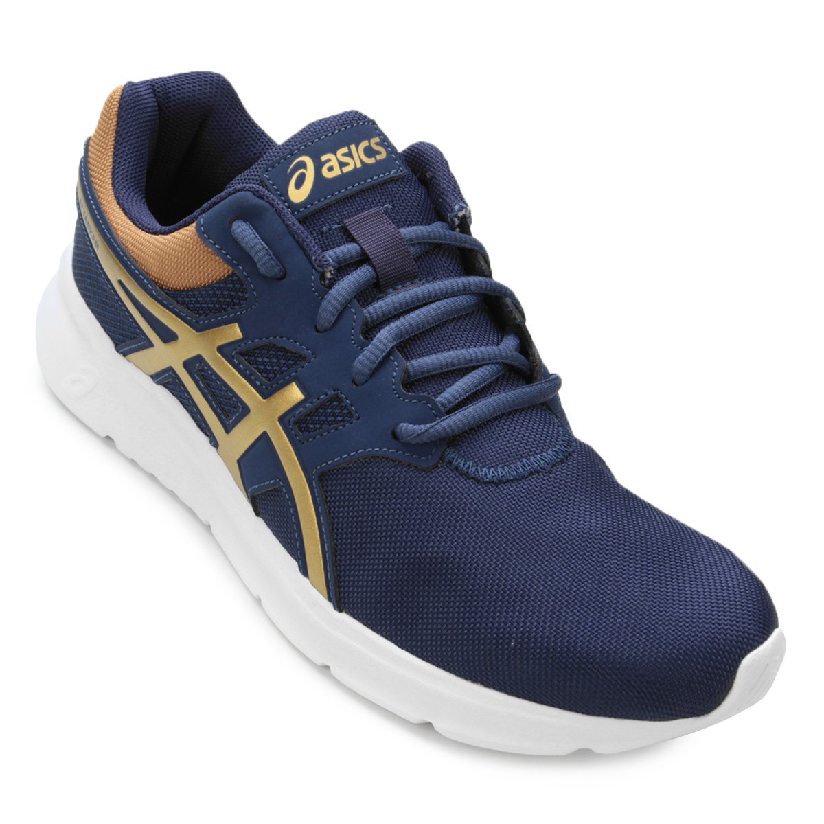 tenis asics azul com dourado