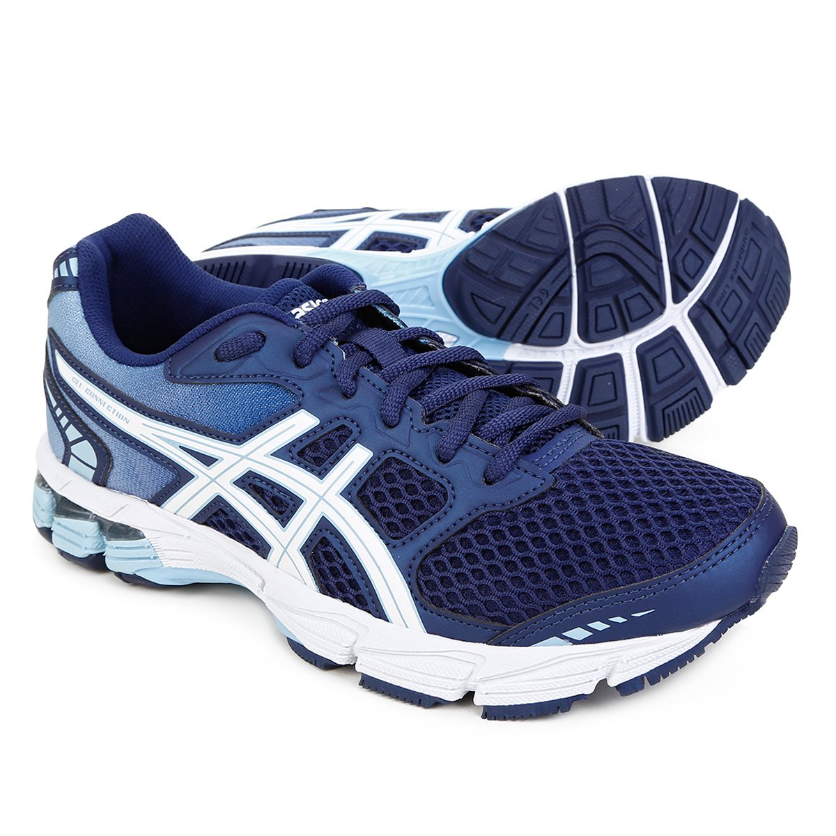 Tênis Asics Gel Connection Feminino - Azul+Branco Menor preço em Tênis Asics Gel Connection Feminino - Azul+Branco