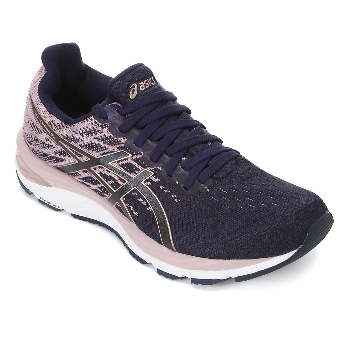 Tênis Asics Gel Cumulus 21 Knit Feminino - Rosa+Marinho Menor preço em Tênis Asics Gel Cumulus 21 Knit Feminino - Rosa+Marinho