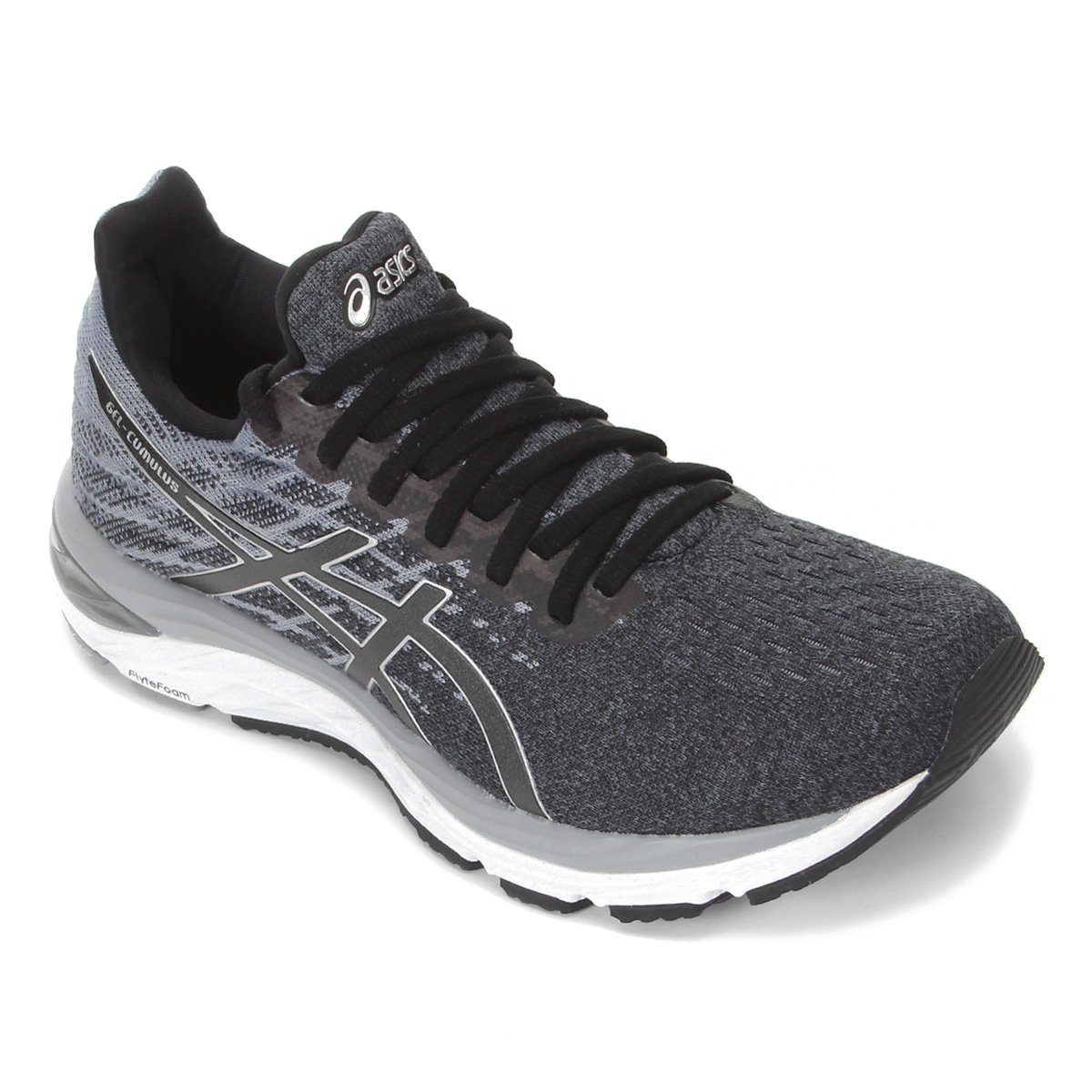Tênis Asics Gel Cumulus 21 Knit Masculino - Preto+Cinza Menor preço em Tênis Asics Gel Cumulus 21 Knit Masculino - Preto+Cinza