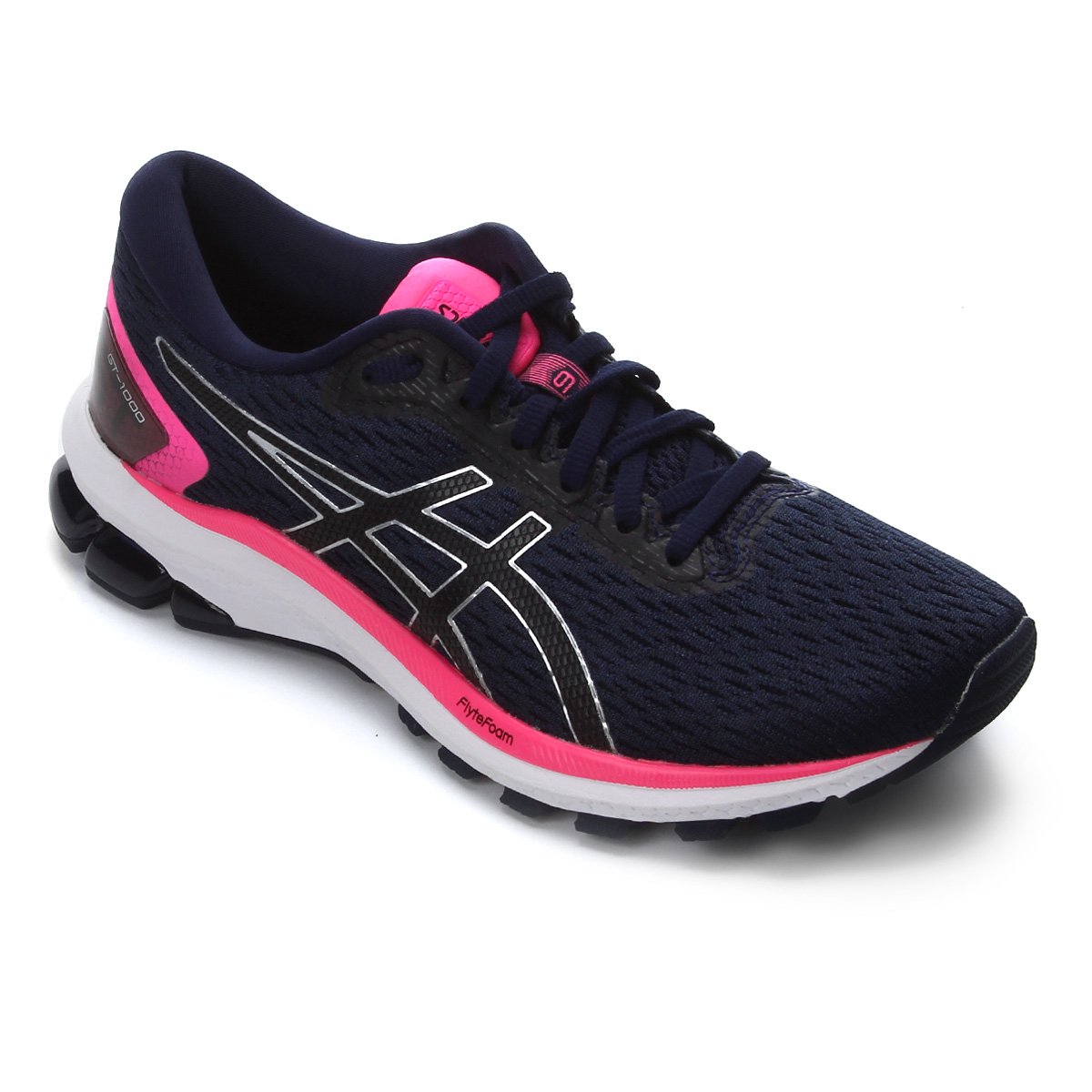 Tênis Asics GT 1000 9 Feminino - Marinho+Preto Menor preço em Tênis Asics GT 1000 9 Feminino - Marinho+Preto