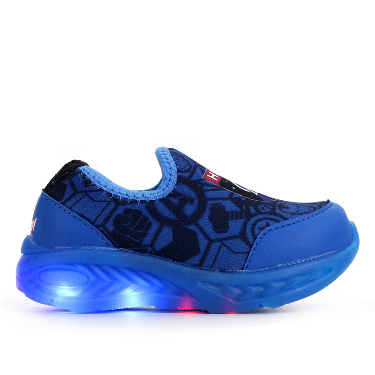 Tênis Bebê Marvel Avengers com Led Menino - Azul Menor preço em Tênis Bebê Marvel Avengers com Led Menino - Azul