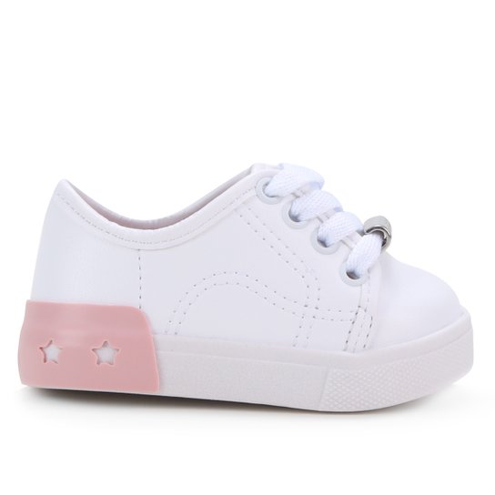 Tênis Bebê Molekinha Baby Estrelas Feminino - Branco