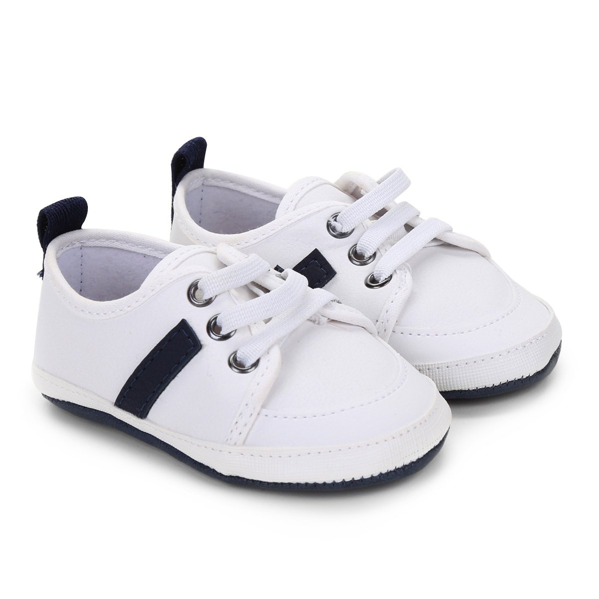 Tênis Bebê Molekinho Casual Masculino - Branco+Marinho Menor preço em Tênis Bebê Molekinho Casual Masculino - Branco+Marinho
