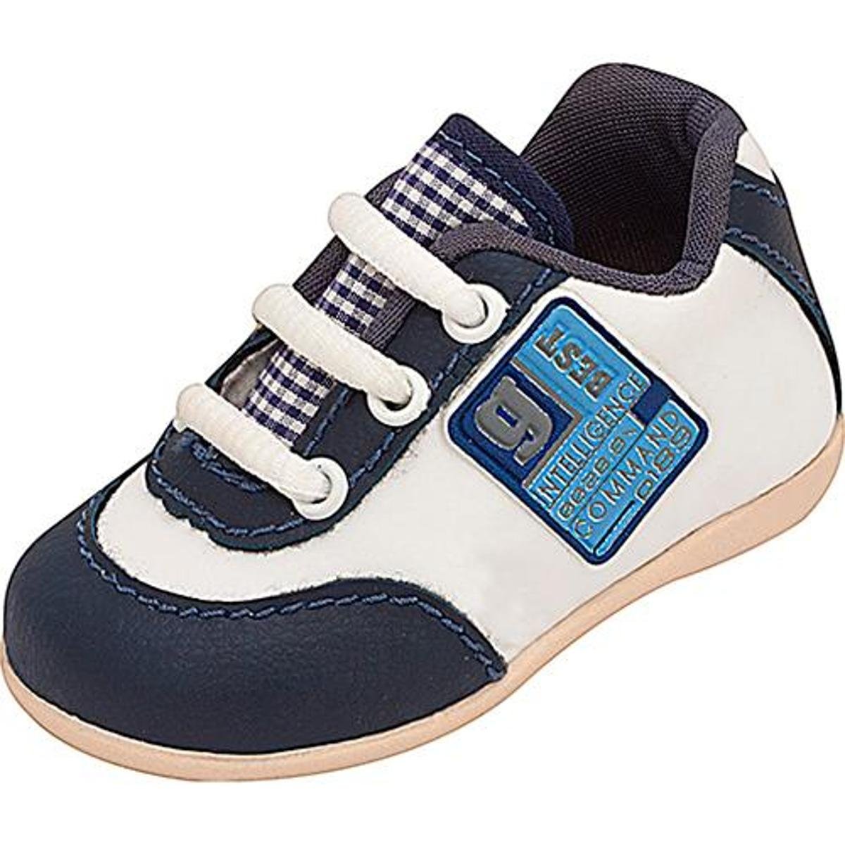 Tênis Bebê Plis Calçados - Branco+Azul Menor preço em Tênis Bebê Plis Calçados - Branco+Azul