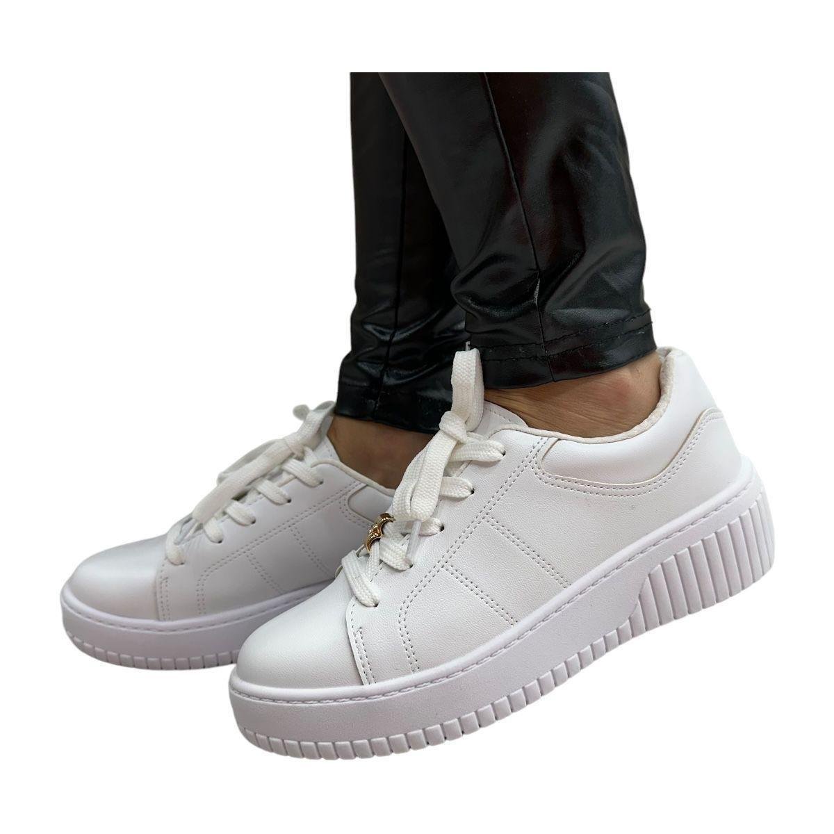 Tênis Beira Rio Cadarço Moda Sola Alta Flatform Feminino