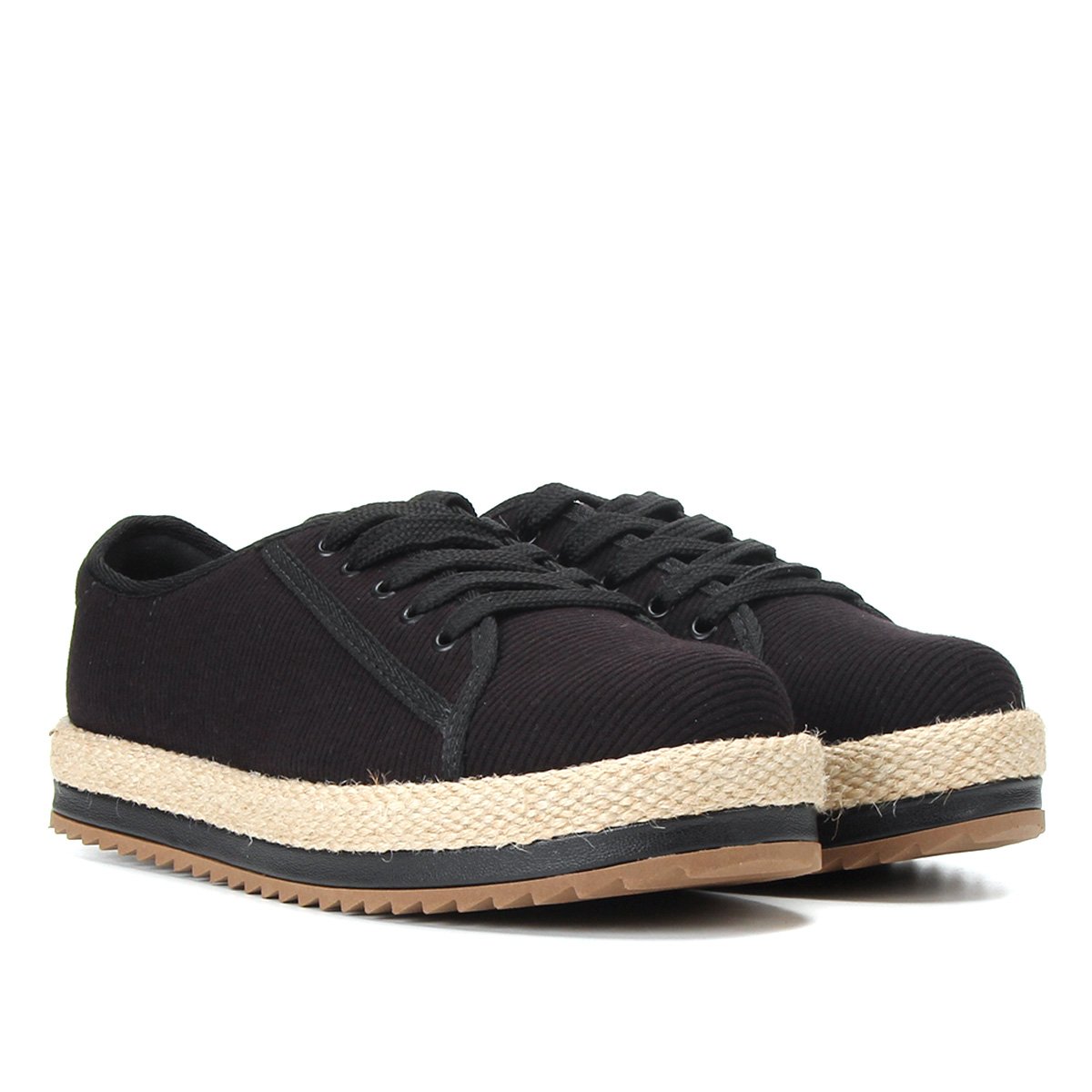 Tênis Beira Rio Caixa Alta Corda Feminino - Preto Menor preço em Tênis Beira Rio Caixa Alta Corda Feminino - Preto