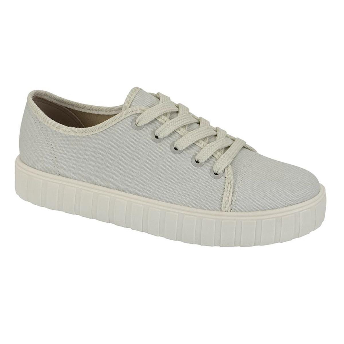 Tênis Beira Rio Caixa Alta Lona Feminino - Off White Menor preço em Tênis Beira Rio Caixa Alta Lona Feminino - Off White