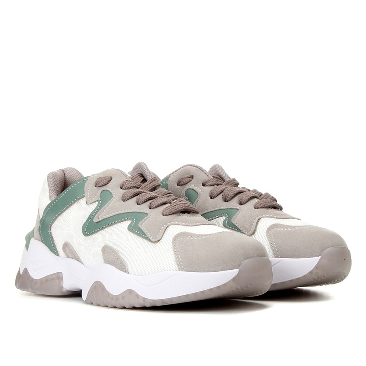 Tênis Beira Rio Chuncky Bicolor Feminino - Branco+Cinza Menor preço em Tênis Beira Rio Chuncky Bicolor Feminino - Branco+Cinza