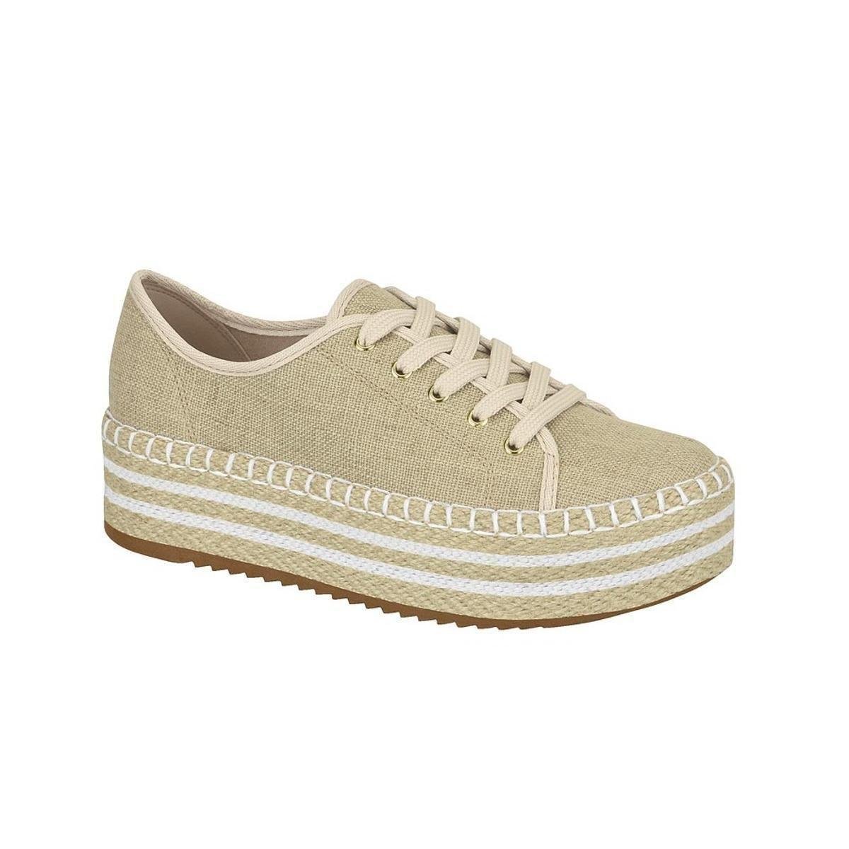 Tênis Beira Rio Flatform Corda Feminino - Bege Menor preço em Tênis Beira Rio Flatform Corda Feminino - Bege