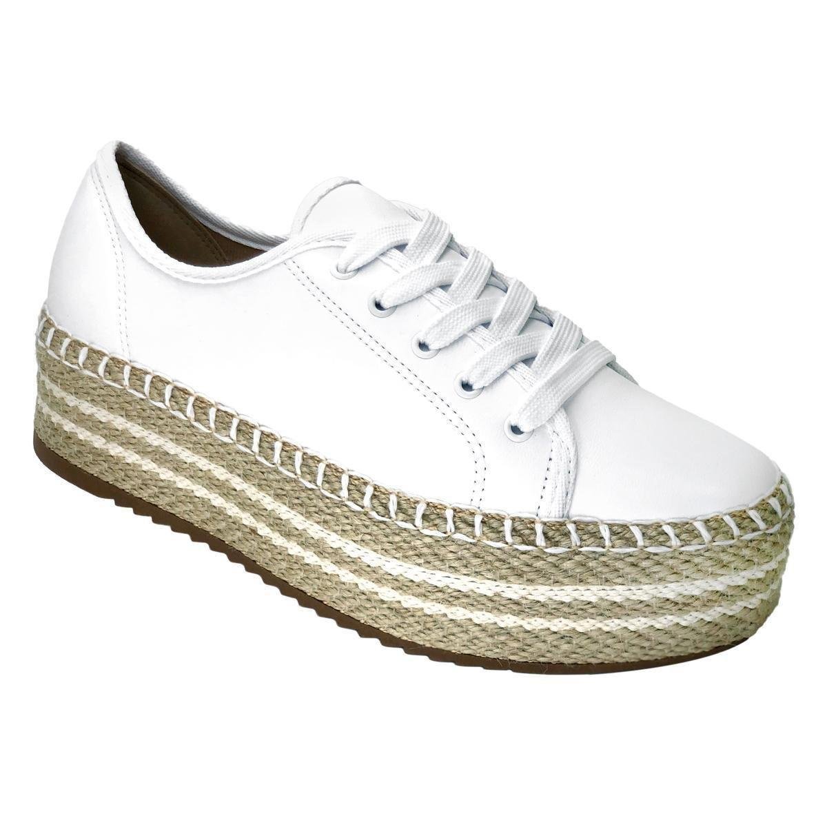 Tênis Beira Rio Flatform Corda Feminino - Branco Menor preço em Tênis Beira Rio Flatform Corda Feminino - Branco