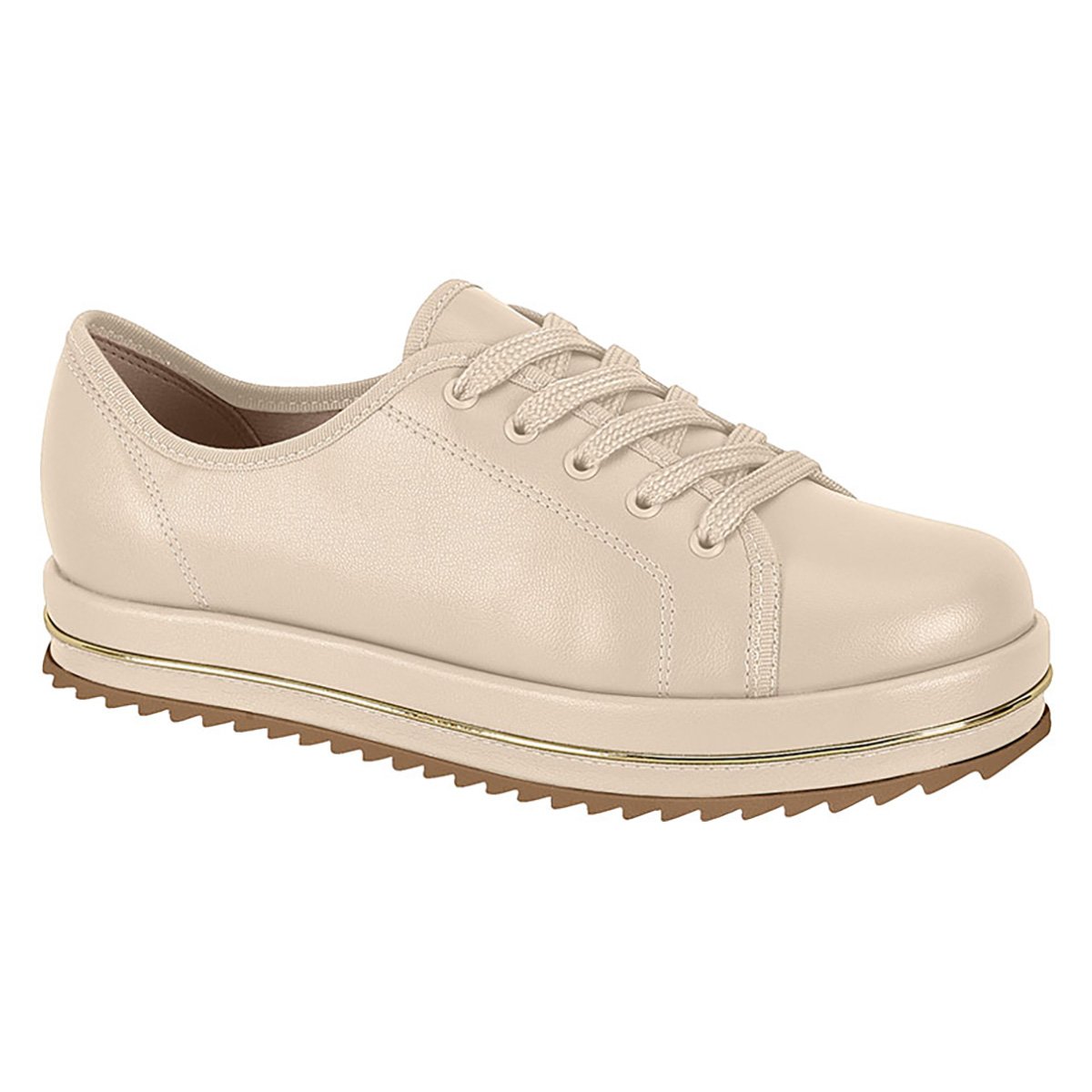 Tênis Beira Rio Flatform Metal Feminino - Creme Menor preço em Tênis Beira Rio Flatform Metal Feminino - Creme