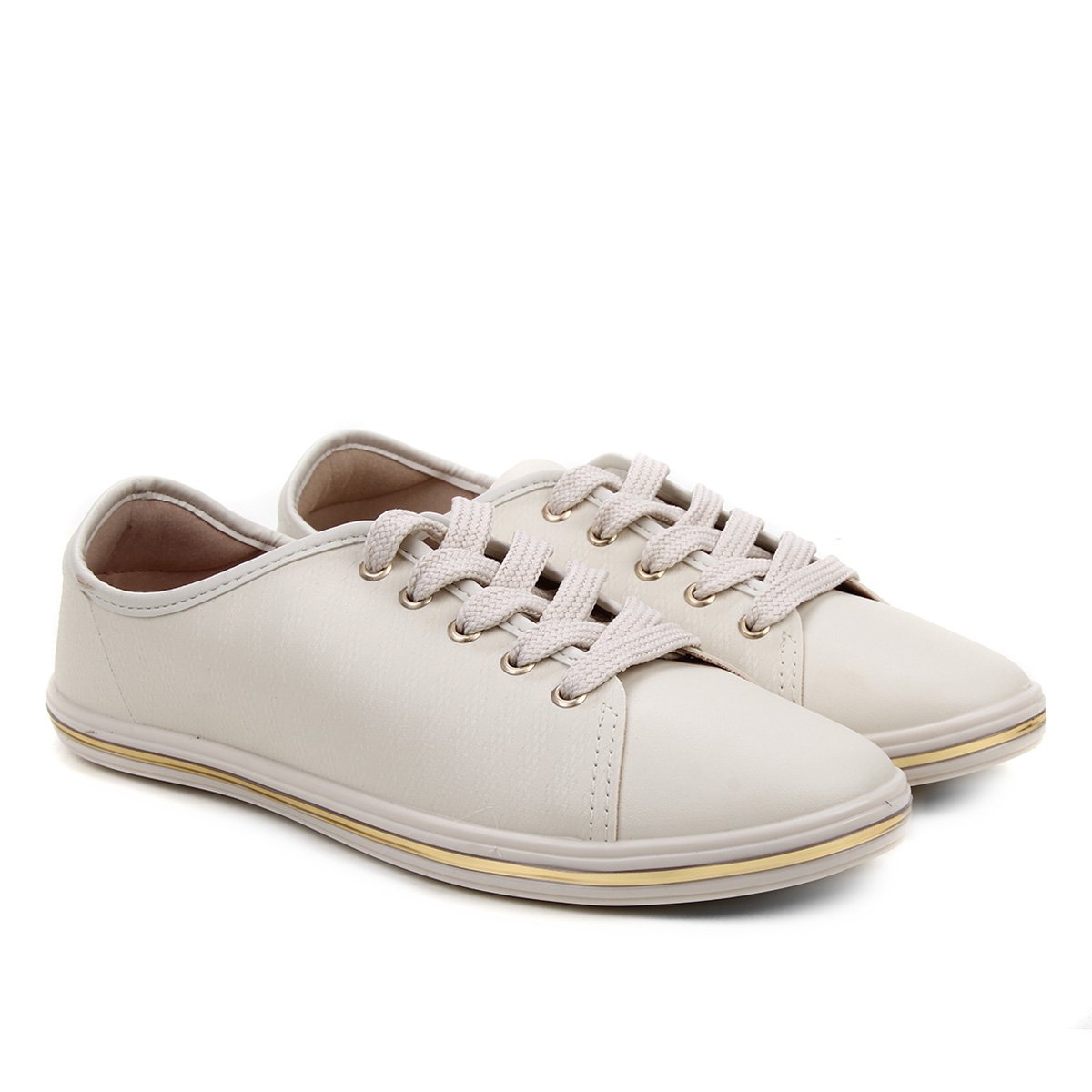 Tênis Beira Rio Friso Metal Feminino - Branco Menor preço em Tênis Beira Rio Friso Metal Feminino - Branco