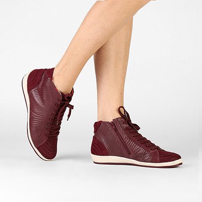 Tênis Cano Alto Rockfit Blur em Couro Vinho | ROCK FIT