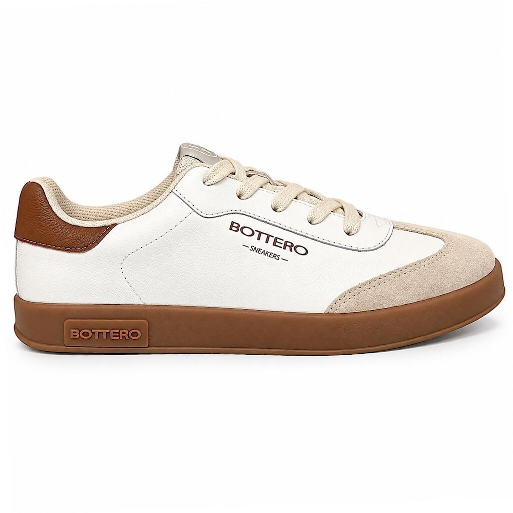 Tênis Bottero Casual Feminino em Couro 364905 Branco/Marrom