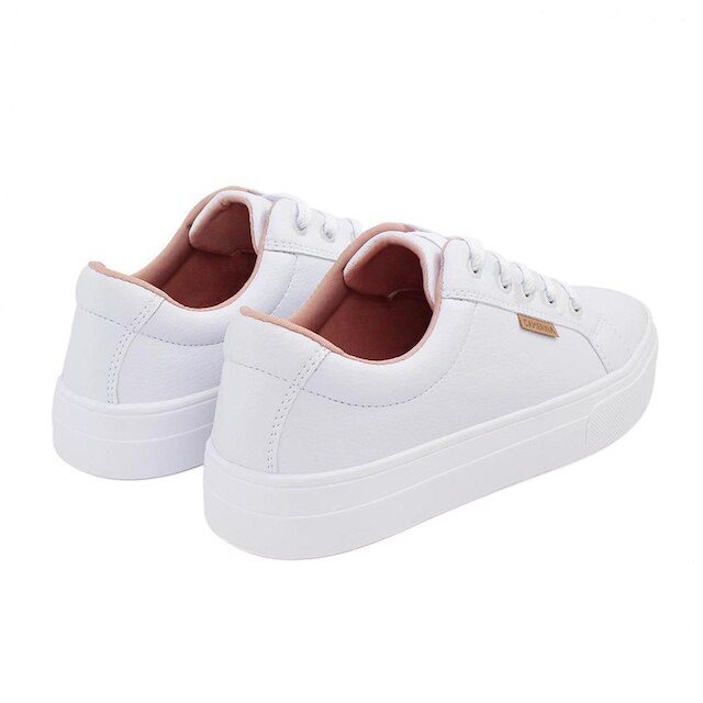 Tênis Branco Feminino Casual com Palmilha Extra de PU