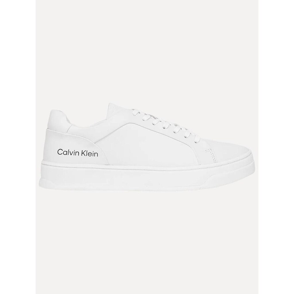 Tênis Calvin Klein Masculino Couro Casual Confort Black Logo Branco