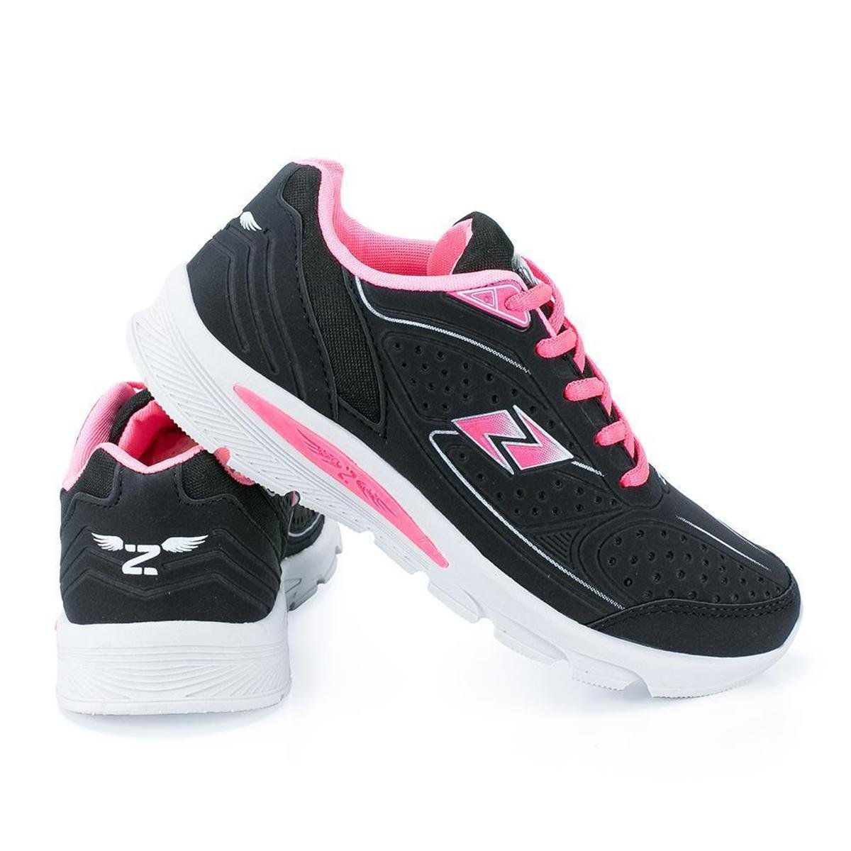 Tenis Caminhada Casual Zeus Conforto Leve Dia Dia Feminino - Preto+Rosa Menor preço em Tenis Caminhada Casual Zeus Conforto Leve Dia Dia Feminino - Preto+Rosa