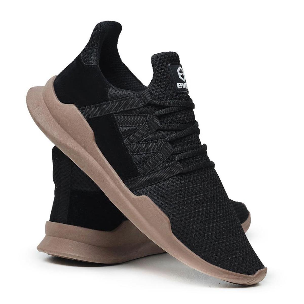 Tênis Caminhada Conforto Masculino Leve Confortável Com detalhes em Couro Legítimo - Preto+Bege Menor preço em Tênis Caminhada Conforto Masculino Leve Confortável Com detalhes em Couro Legítimo - Preto+Bege