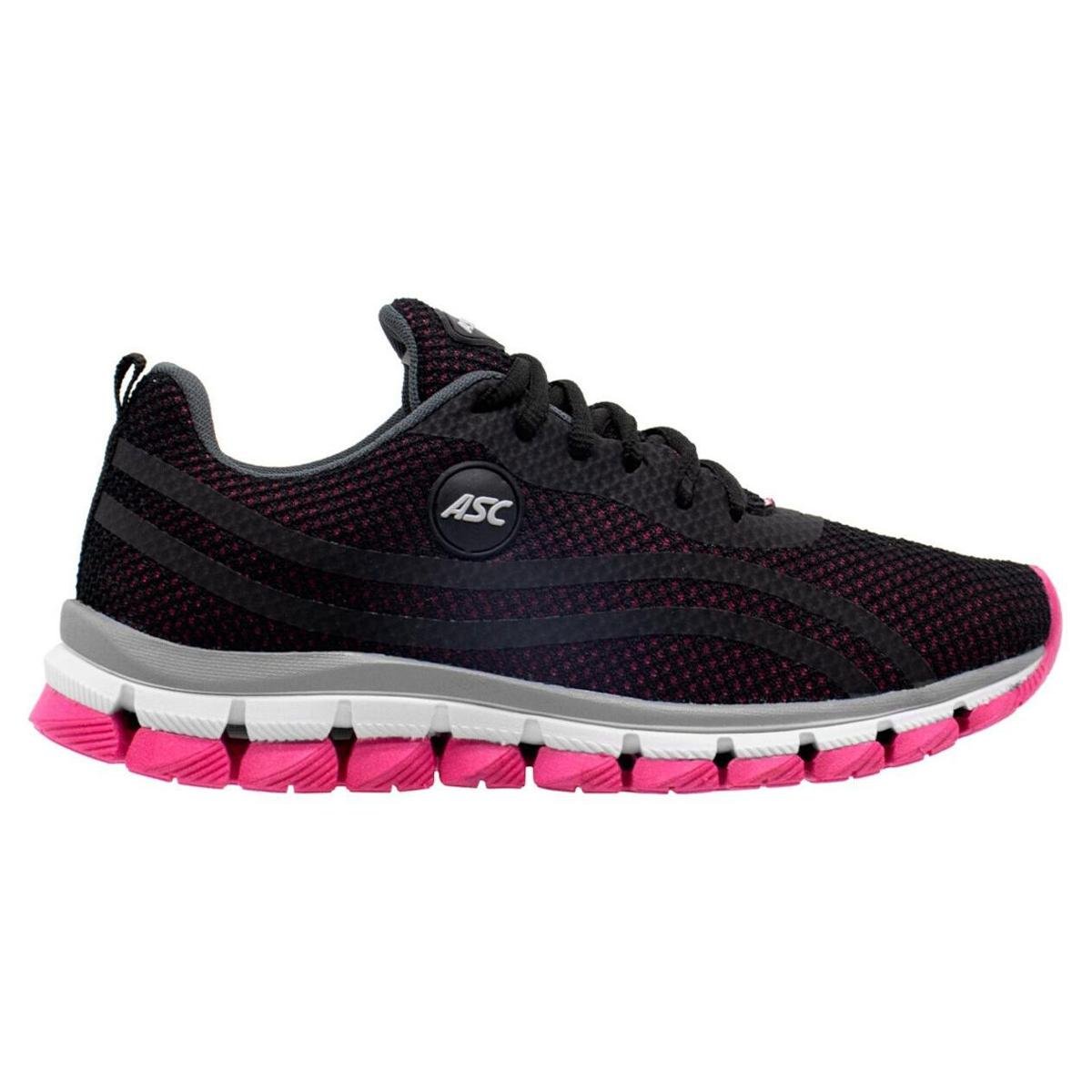 Tênis Caminhada Original Confortável Casual Feminino Treino - Preto+Rosa Menor preço em Tênis Caminhada Original Confortável Casual Feminino Treino - Preto+Rosa