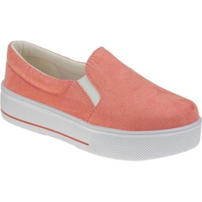 Tênis Camurça Lumiss Slip On Confort Feminino - Salmão | Zattini