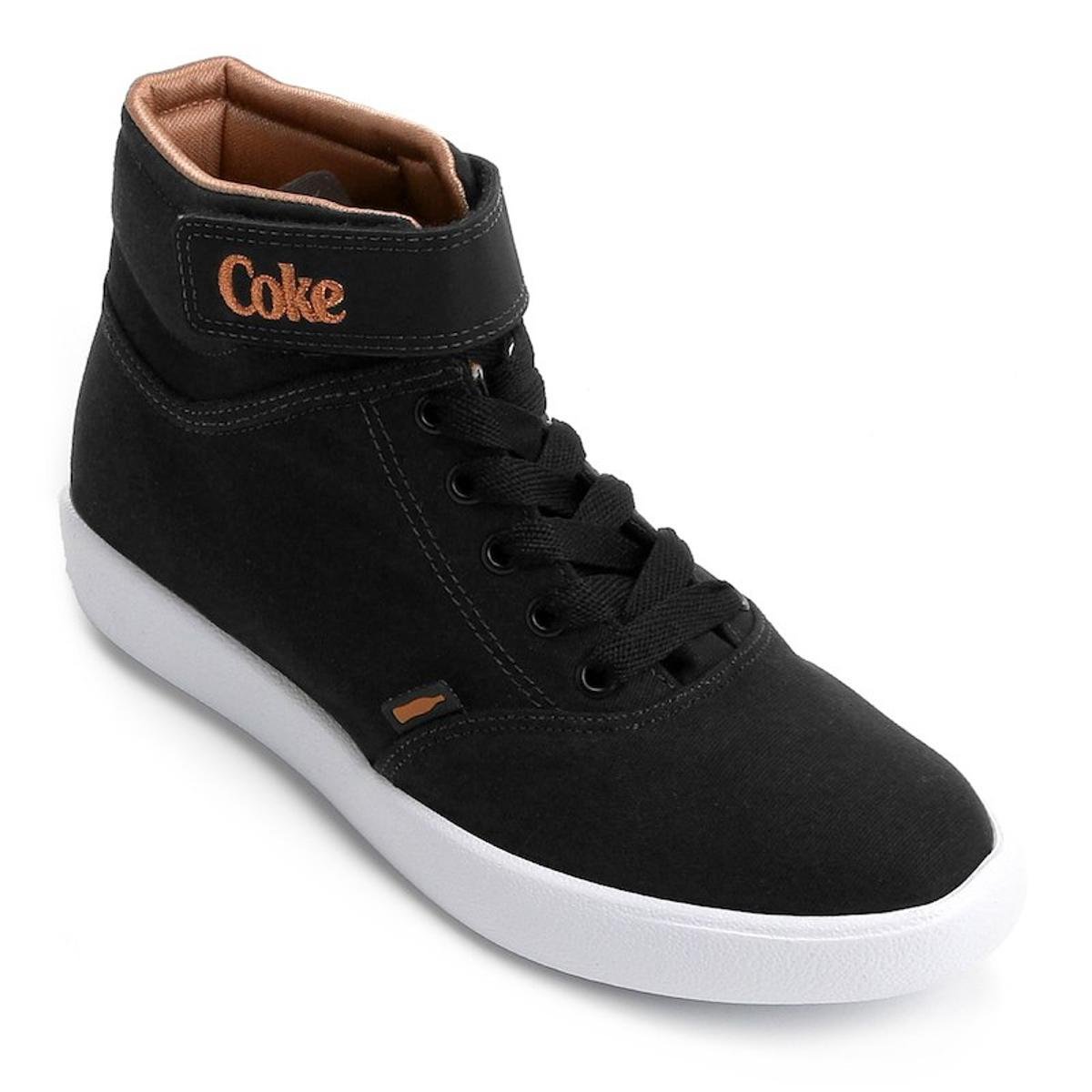 Tênis Cano Alto Coca-Cola Mika Ease Canvas Feminino - Preto+Cobre Menor preço em Tênis Cano Alto Coca-Cola Mika Ease Canvas Feminino - Preto+Cobre
