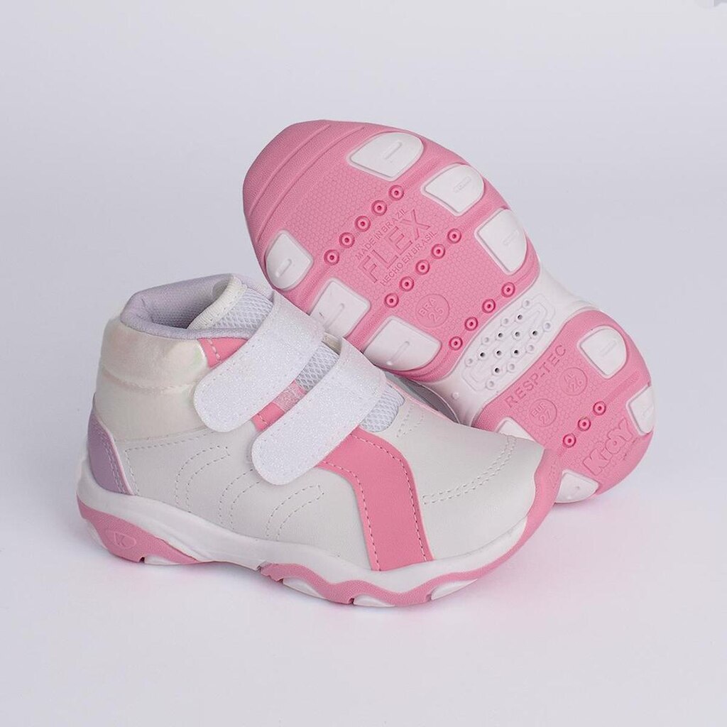 Tênis Cano Alto Infantil Menina Kidy Play Respitec Fecho Duplo Casual Confortável Leve Seguro