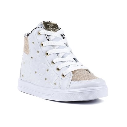 tenis dourado infantil cano alto