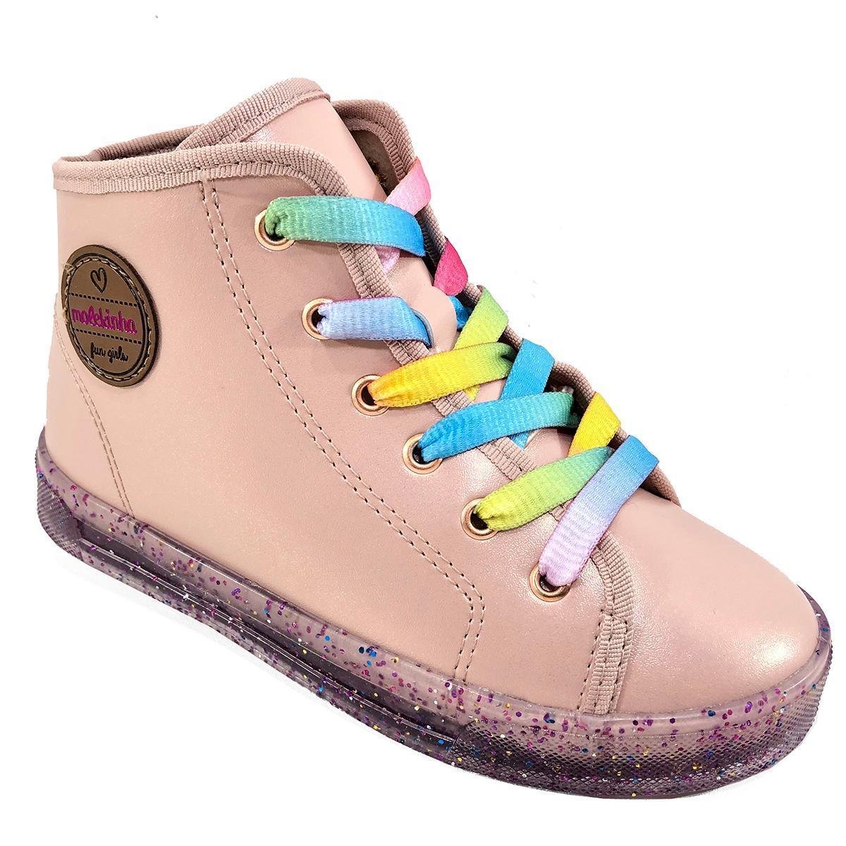 Molekinha Tenis Cano Alto Feminino Rosa Tenis Infantil Menina Cano