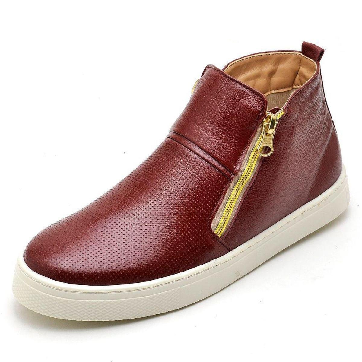 Tênis Cano Alto Slip On em Couro Legítimo Jabuticaba Q&A Feminino - Roxo Menor preço em Tênis Cano Alto Slip On em Couro Legítimo Jabuticaba Q&A Feminino - Roxo