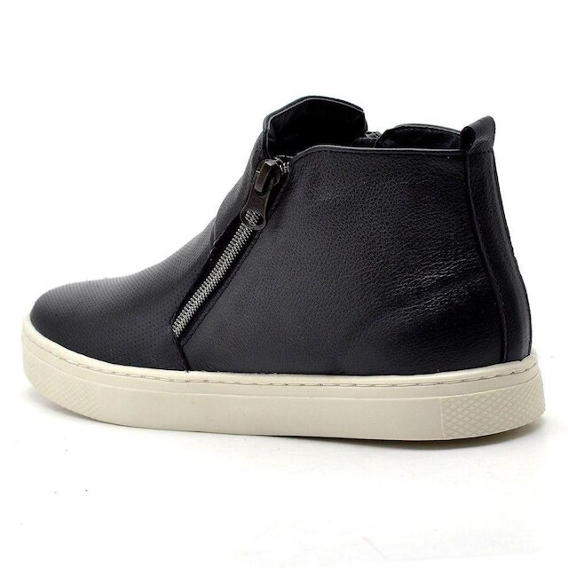 Tênis Cano Alto Slip On em Couro Legítimo Q&A Feminino