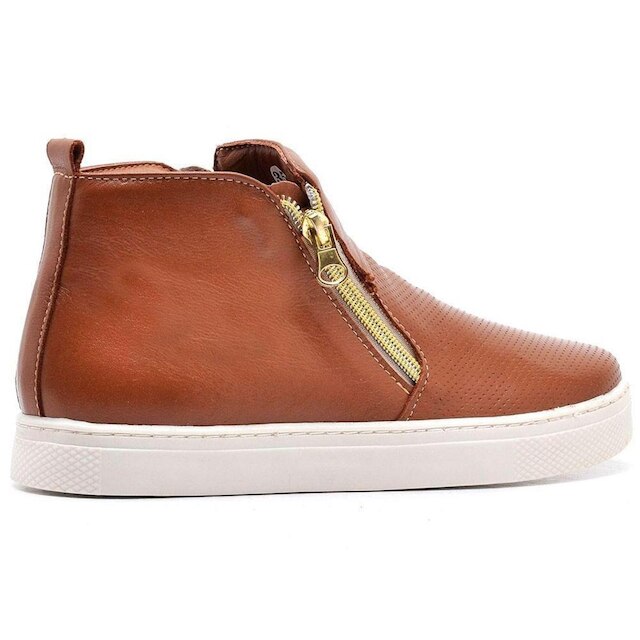 Tênis Cano Alto Slip On em Couro Legítimo Q&A Feminino
