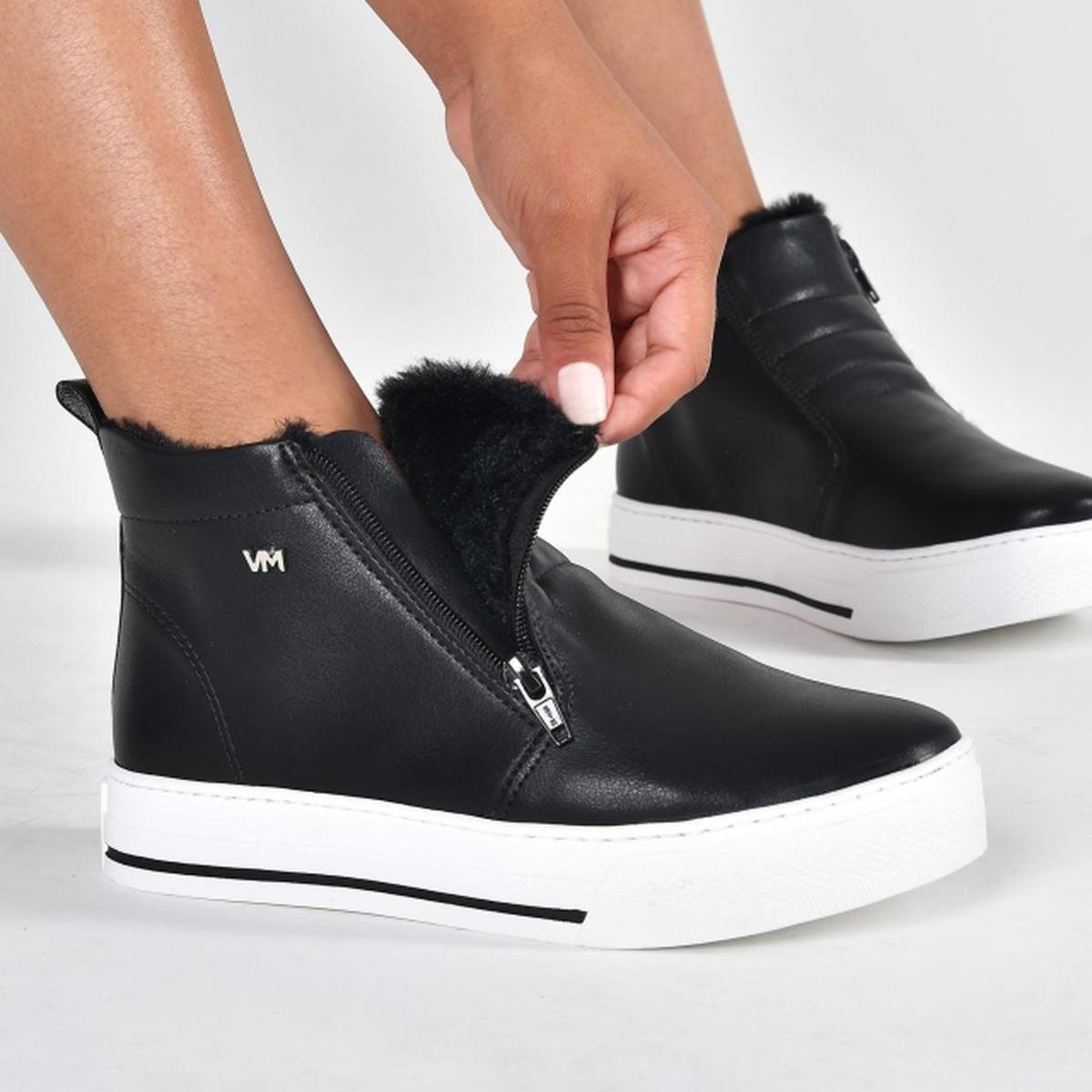 Tênis cano alto via marte feminino com pelo 23-4709 Menor preço em Tênis cano alto via marte feminino com pelo 23-4709