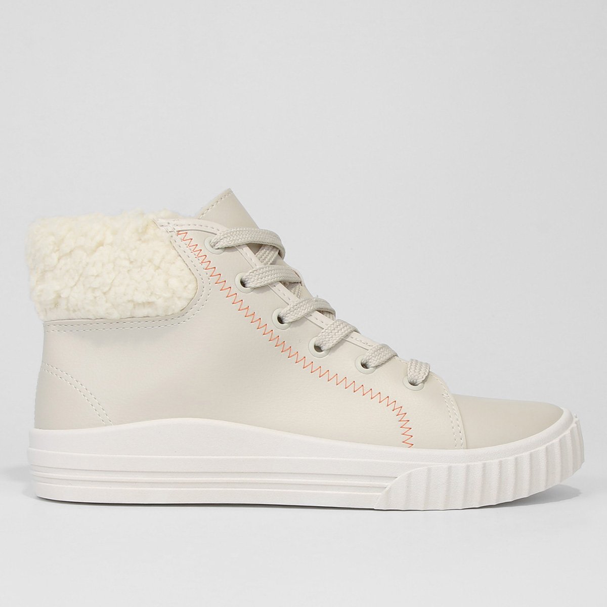 Tênis Cano Médio Moleca Pelo Feminino - Branco Menor preço em Tênis Cano Médio Moleca Pelo Feminino - Branco