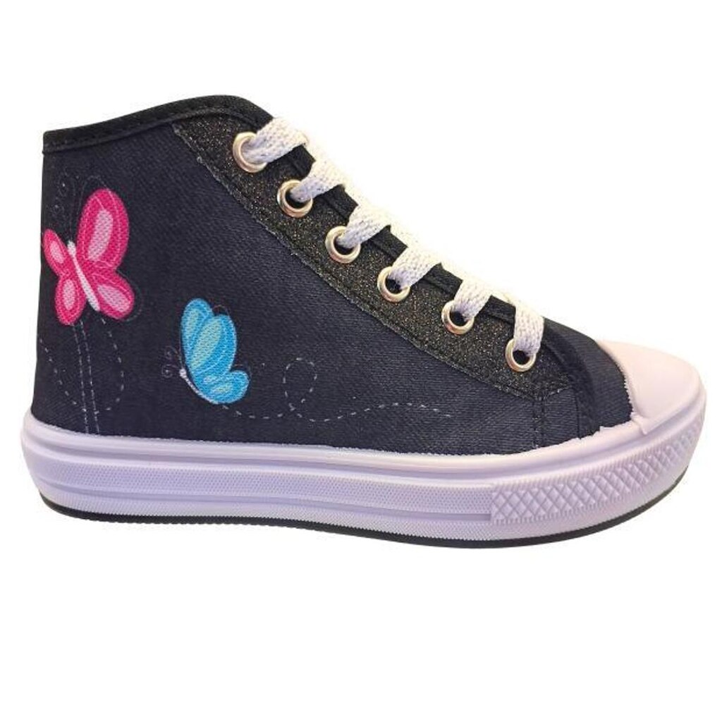 Tênis Casual Cano Alto Meninas Infantil Borboleta Ortobessa