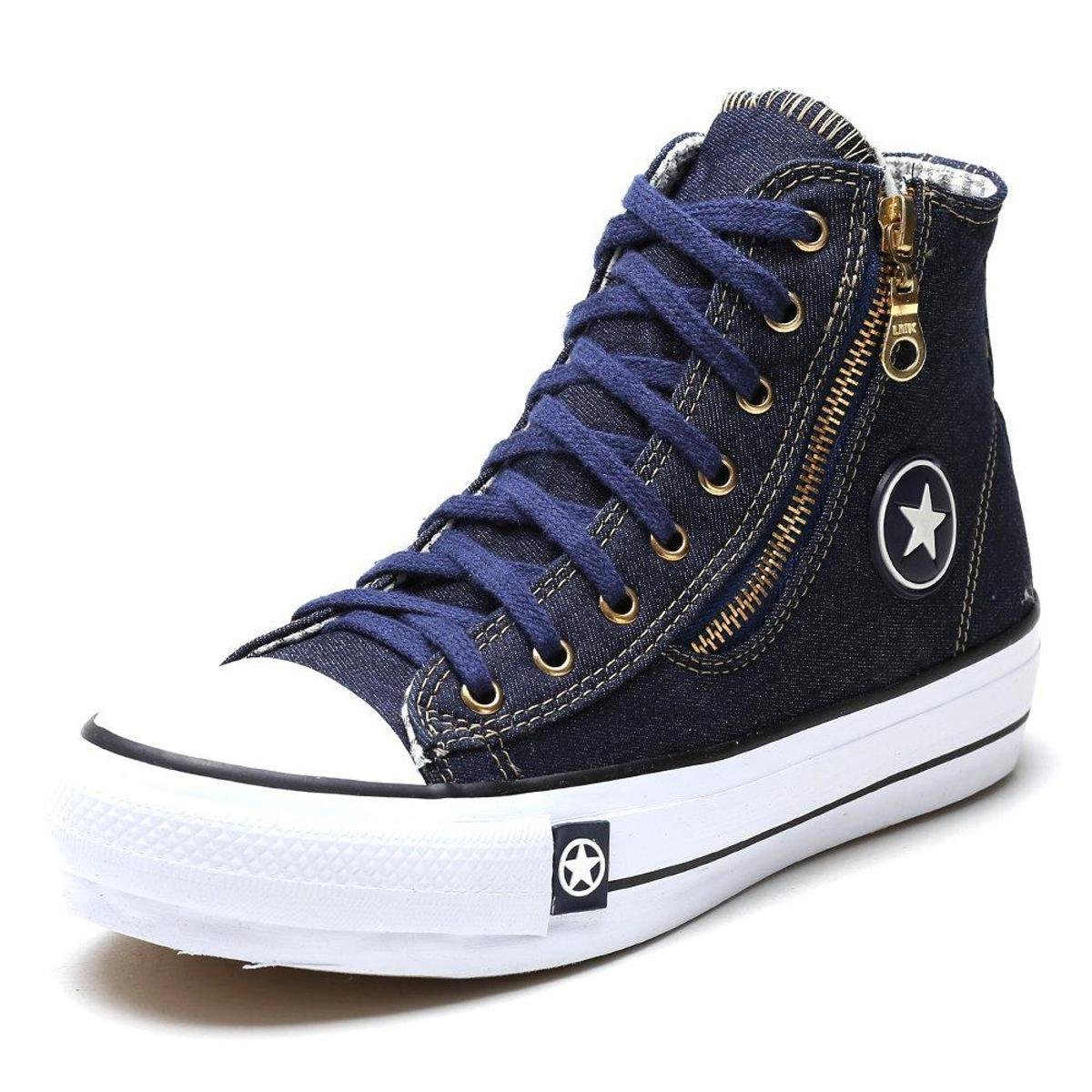 Tenis Casual Cano Alto Plataforma Jeans Feminino Love Star Com
