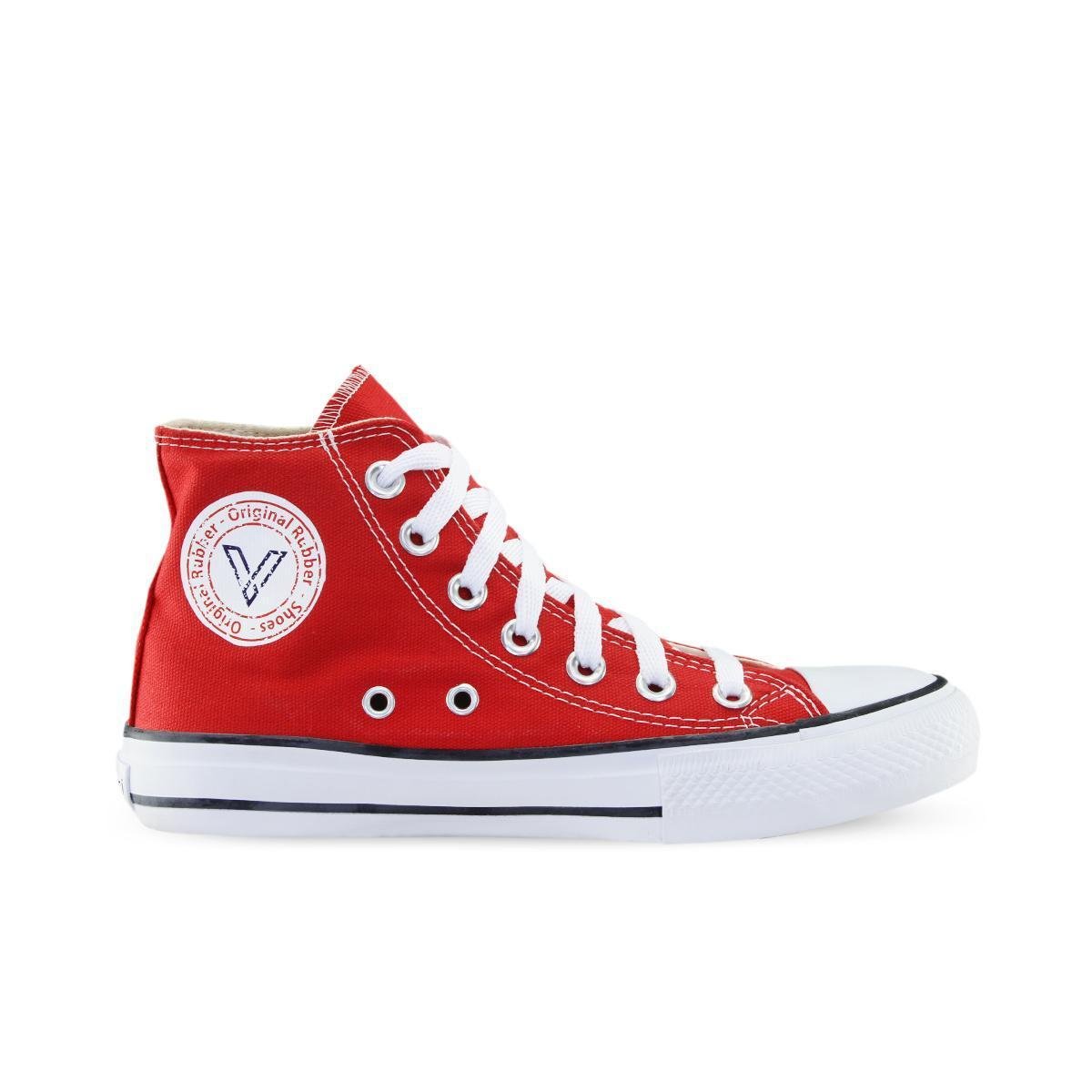 Tênis Casual Feminino Cadarço Liso Cano Alto Conforto - Vermelho Menor preço em Tênis Casual Feminino Cadarço Liso Cano Alto Conforto - Vermelho