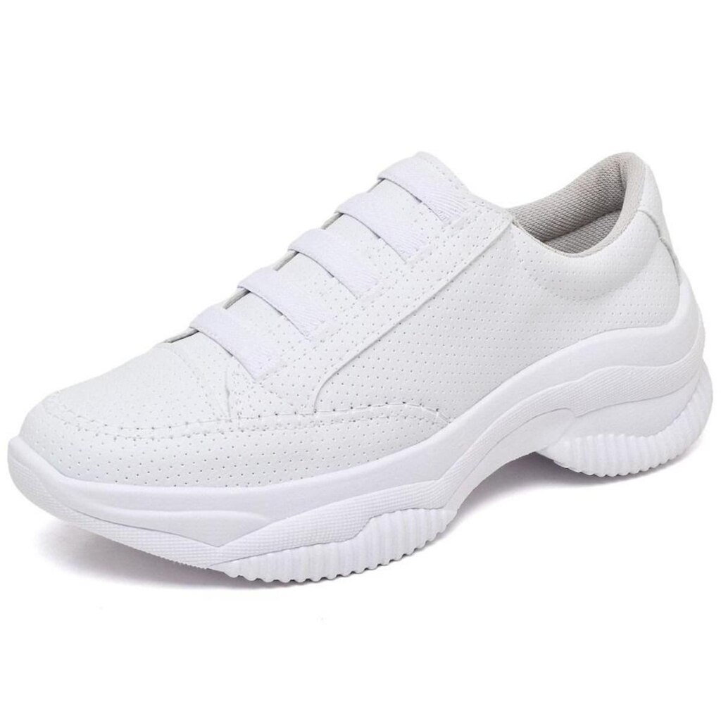 Tenis Casual Feminino Chunky Sola Alta Plataforma Confortavel Calce Facil Elastico Palmilha EVA