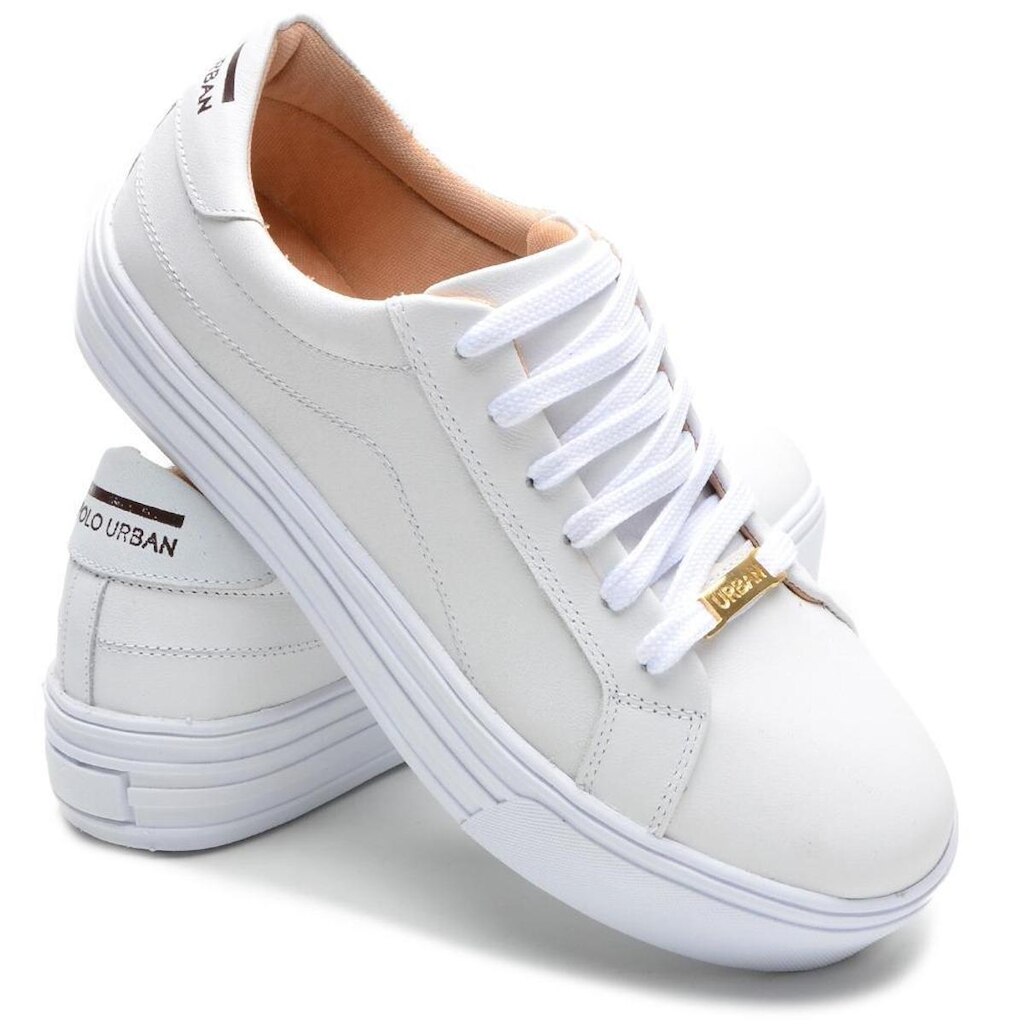 Tênis Casual Feminino Confort em Couro Polo Urban