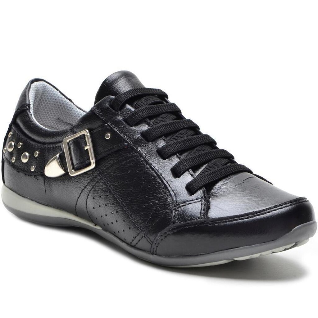 Tênis Casual Feminino Couro Palmilha Gel Fivela Macio Leve