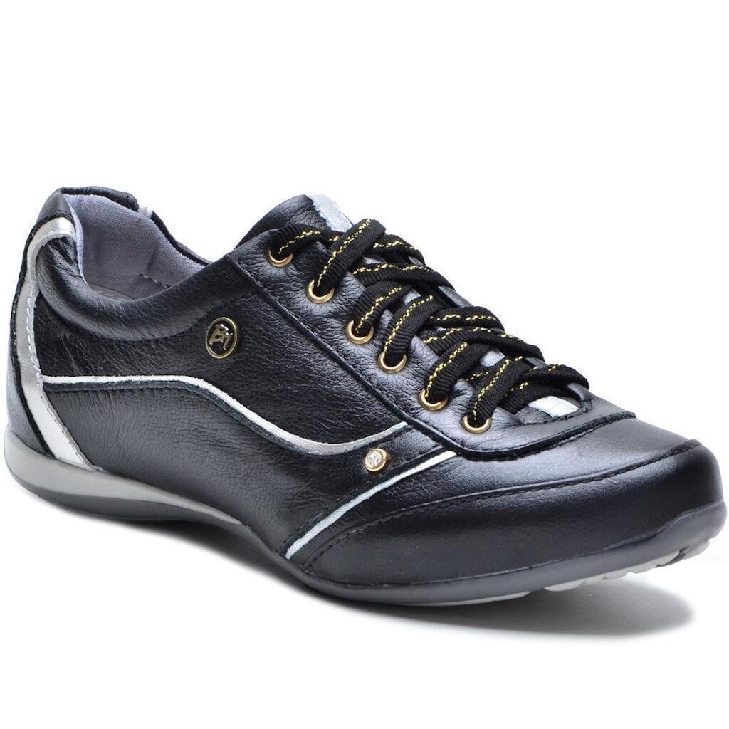 Tênis Casual Feminino Couro Palmilha Gel Leve Conforto