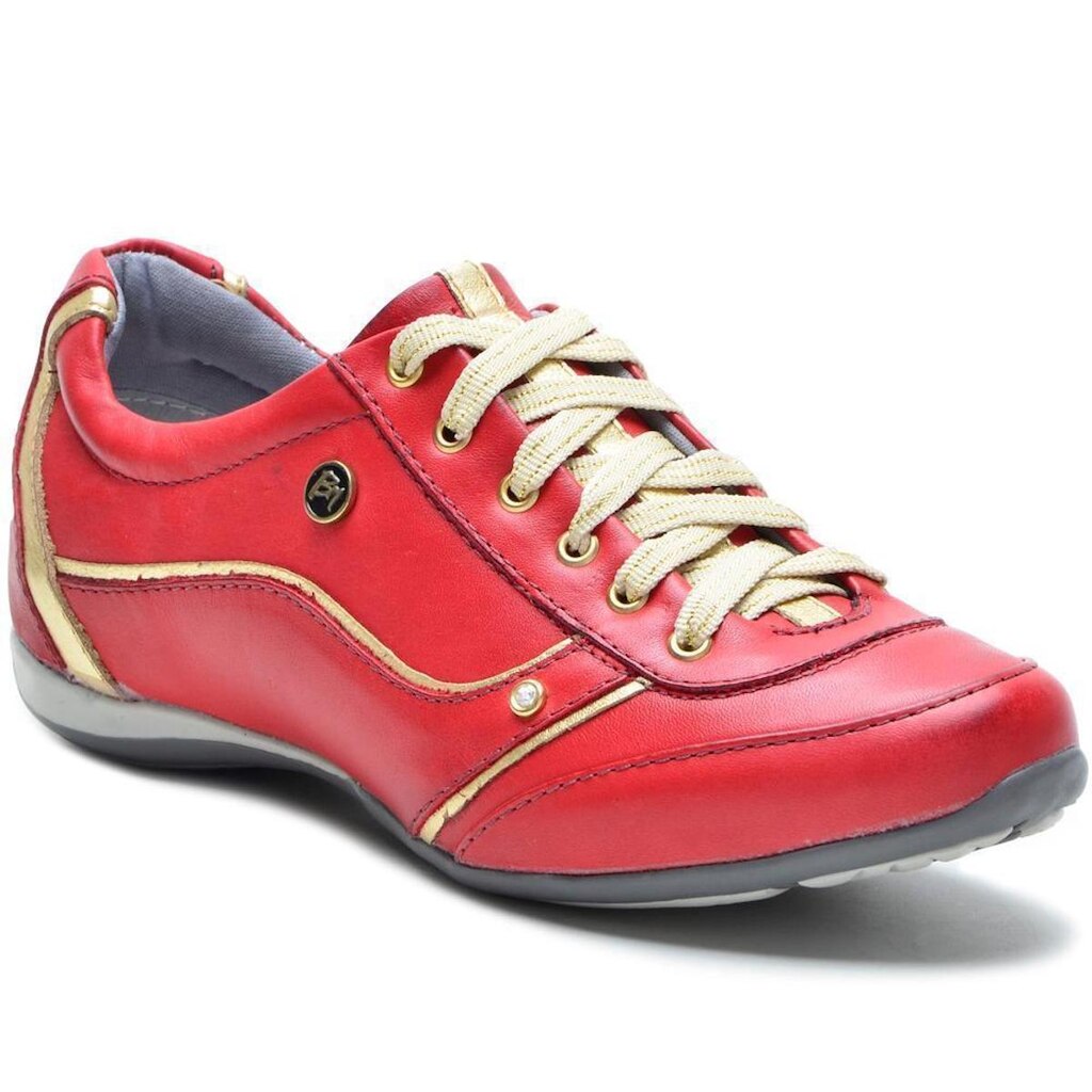 Tênis Casual Feminino Couro Palmilha Gel Leve Conforto